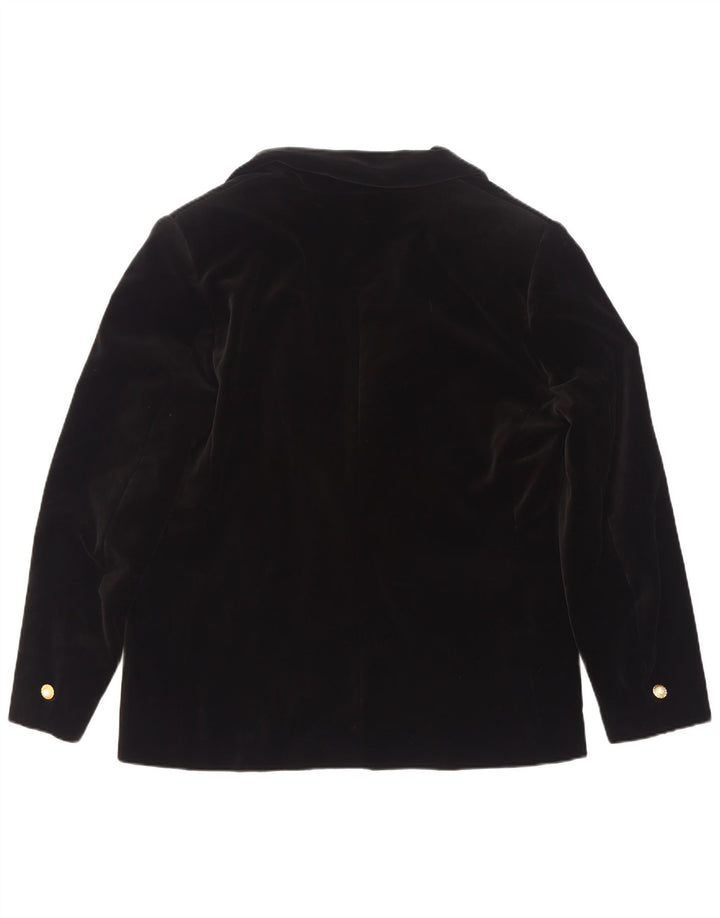 Giacca blazer in velluto da donna vintage a 1 bottone IT 50 XL in cotone nero