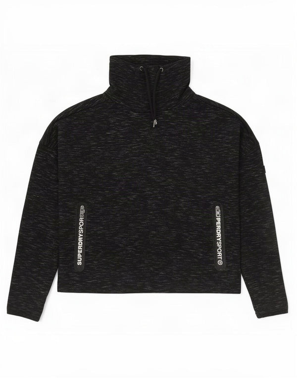 Felpa oversize con grafica da donna Superdry Maglione UK 2 2XS Nero screziato