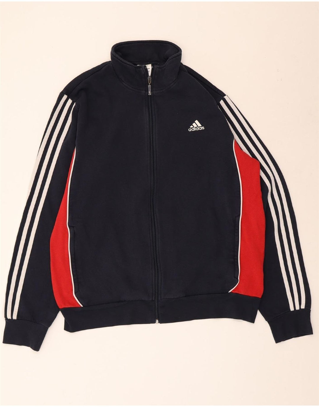 Giacca da ginnastica da uomo Adidas XL in cotone color block blu navy