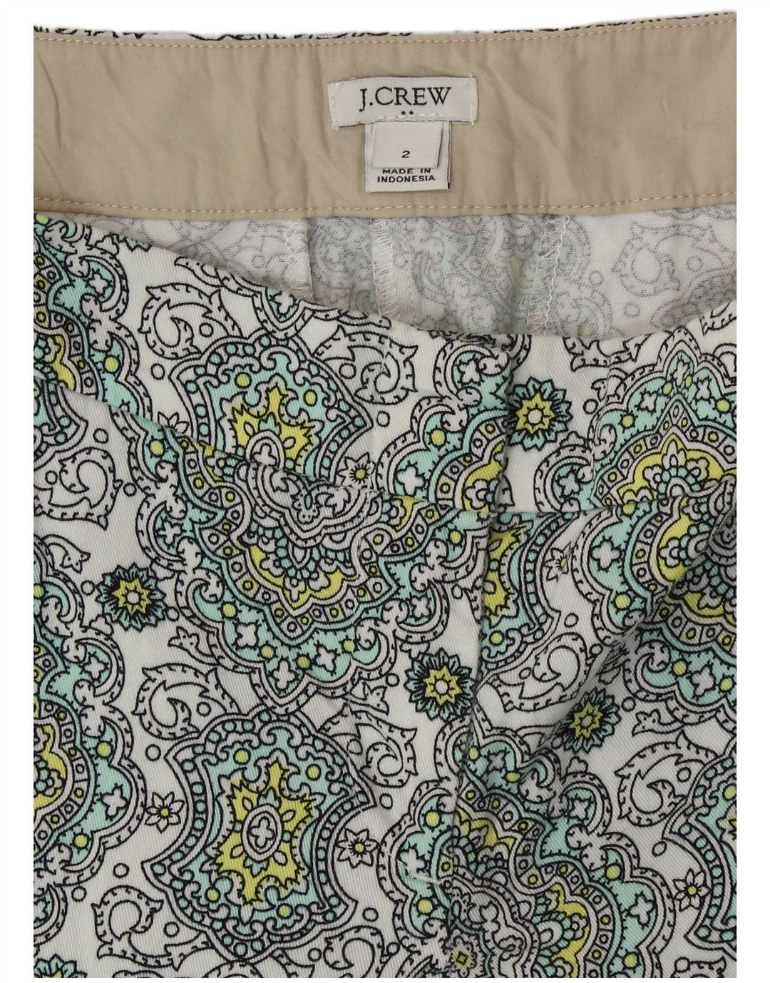 Pantaloncini chino da donna J. CREW US 2 XS W28 cotone Paisley multicolore