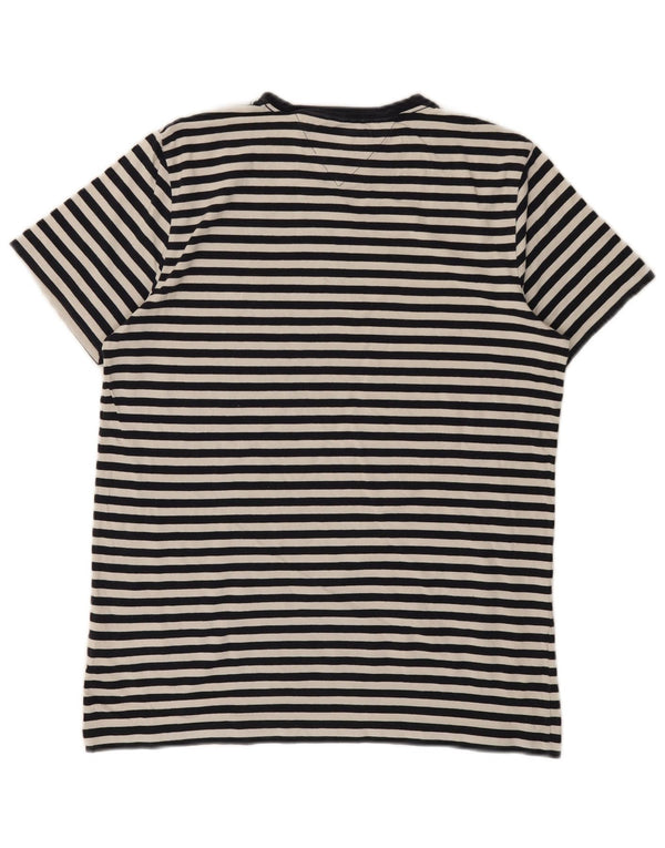 TOMMY HILFIGER T-shirt slim fit da donna UK 14 Large Black Striped