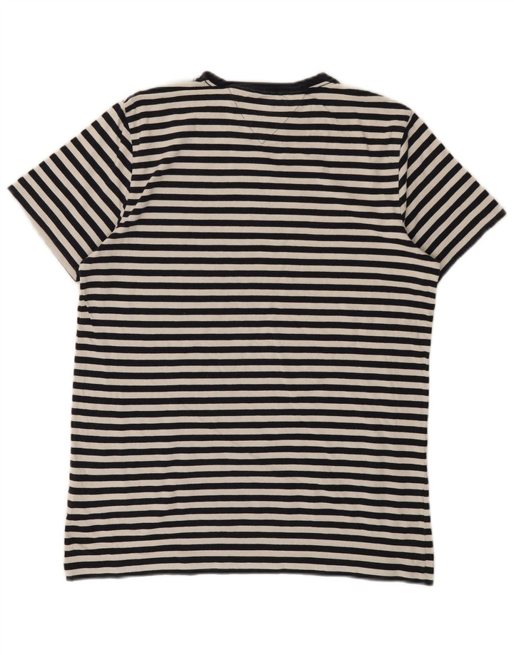 TOMMY HILFIGER T-shirt slim fit da donna UK 14 Large Black Striped