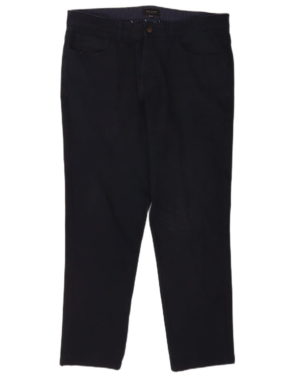 Pantaloni casual slim da uomo Ted Baker W34 L28 cotone blu navy