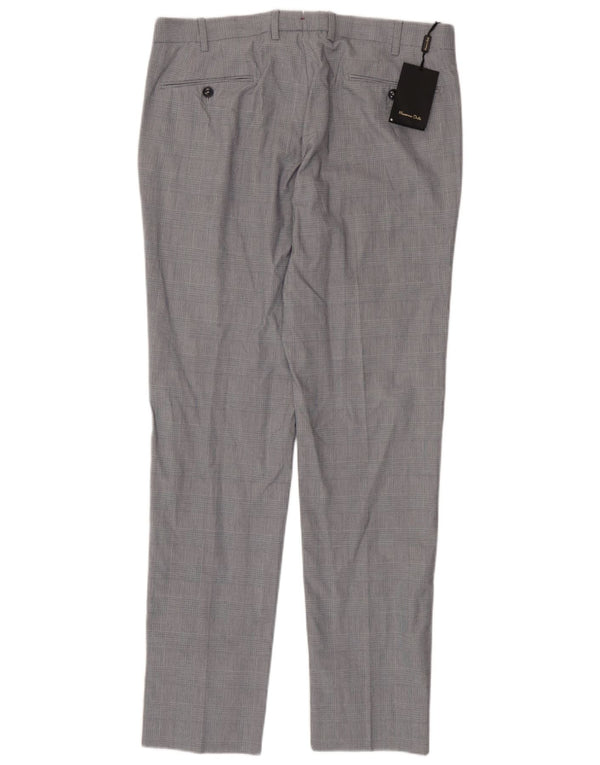 Pantaloni da abito slim da uomo Massimo Dutti EU 44 Large W34 L33 Pied de poule grigio