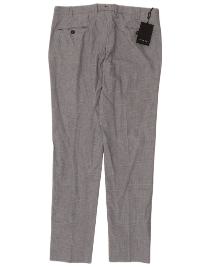 Pantaloni da abito slim da uomo Massimo Dutti EU 44 Large W34 L33 Pied de poule grigio