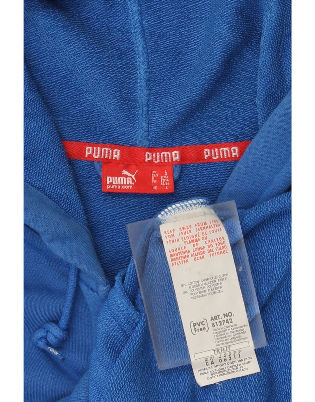 Felpa con cappuccio e zip grafica da uomo Puma grande in cotone blu