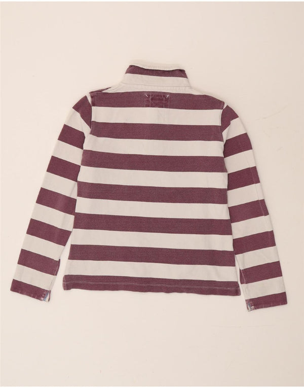 Crew Clothing Felpa da donna con collo con zip, maglione UK 10, piccola a righe bianche
