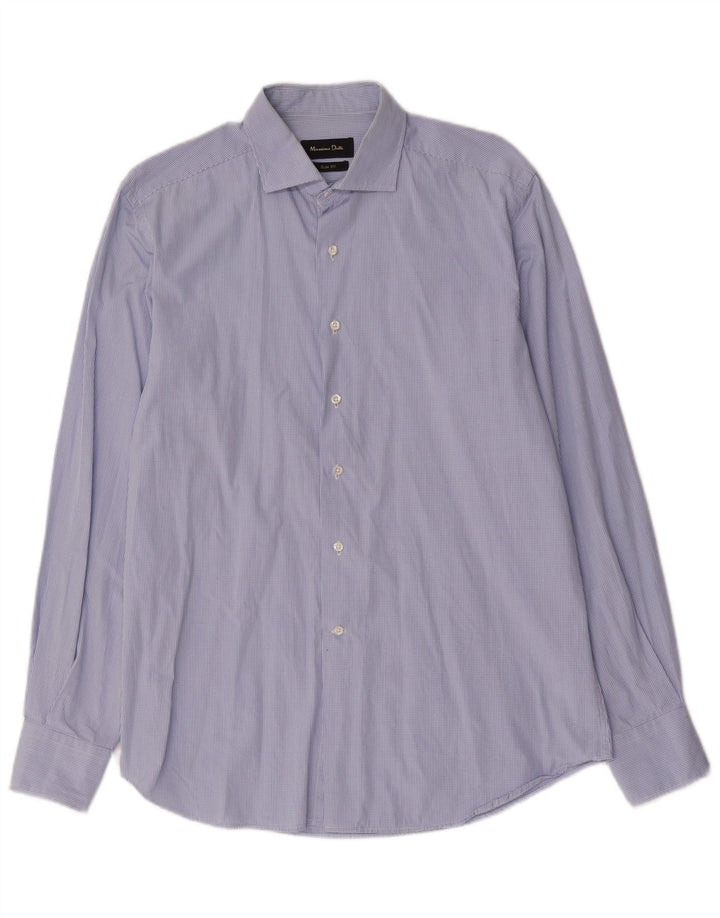 Camicia da uomo slim fit Massimo Dutti taglia 42 16 1/2 grande cotone a quadretti blu