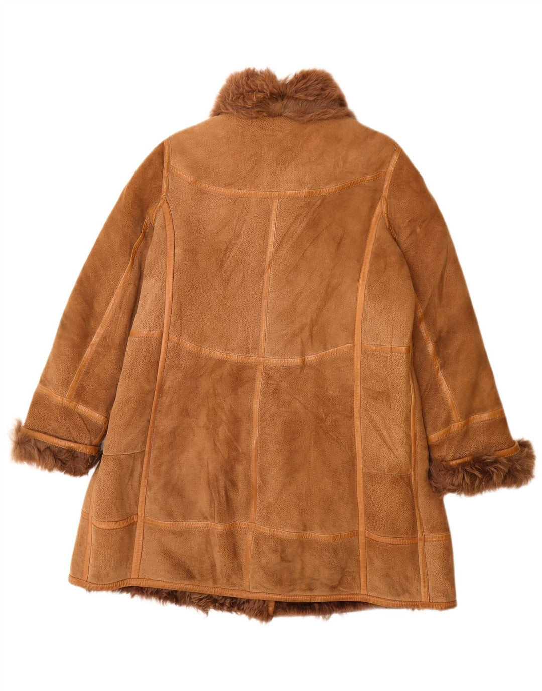 Cappotto in shearling da donna VINTAGE UK 16 grande stampa animalier marrone