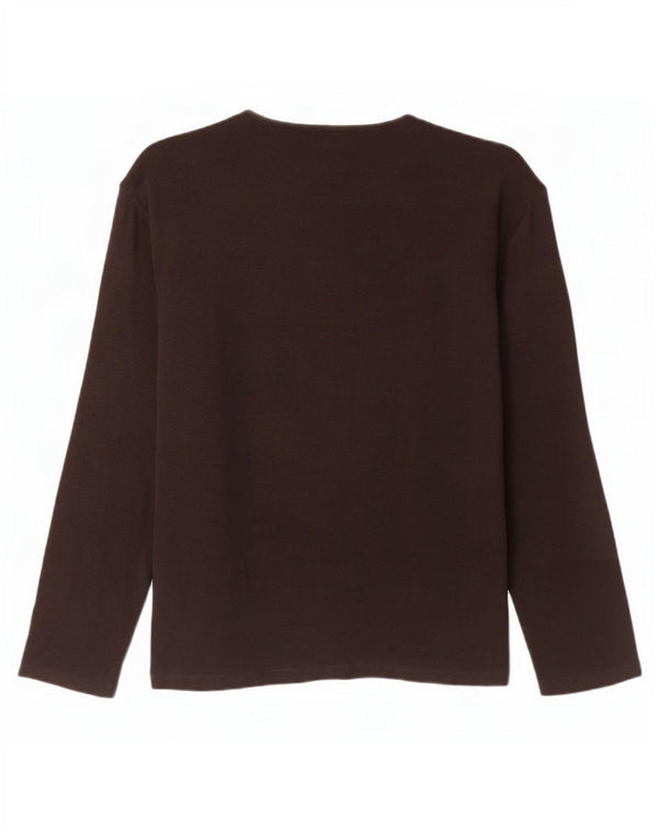 Armani Jeans Donna Top Manica Lunga UK 18 XL Cotone Nero