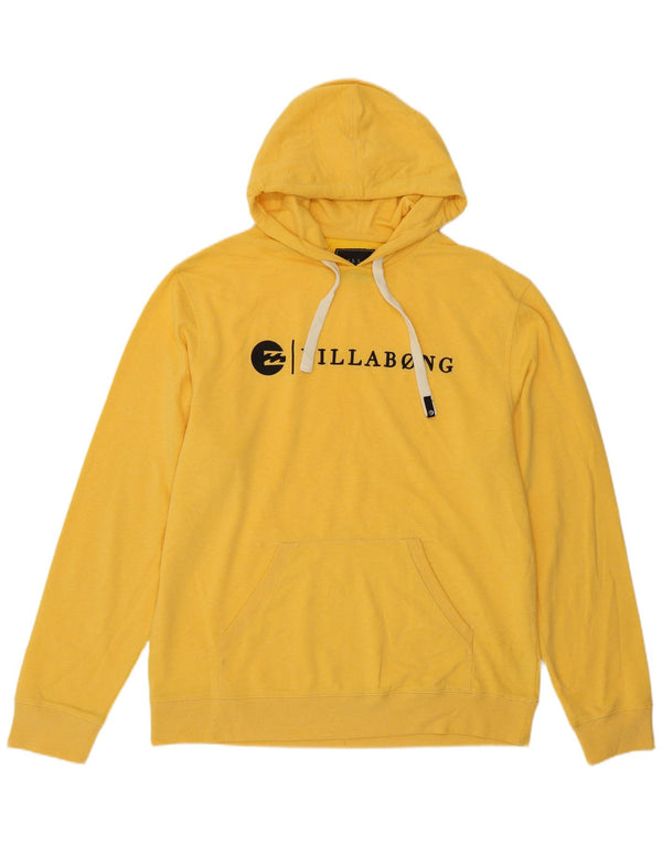 BILLABONG Mens Graphic Hoodie Jumper UK 16 Large Yellow Polyester