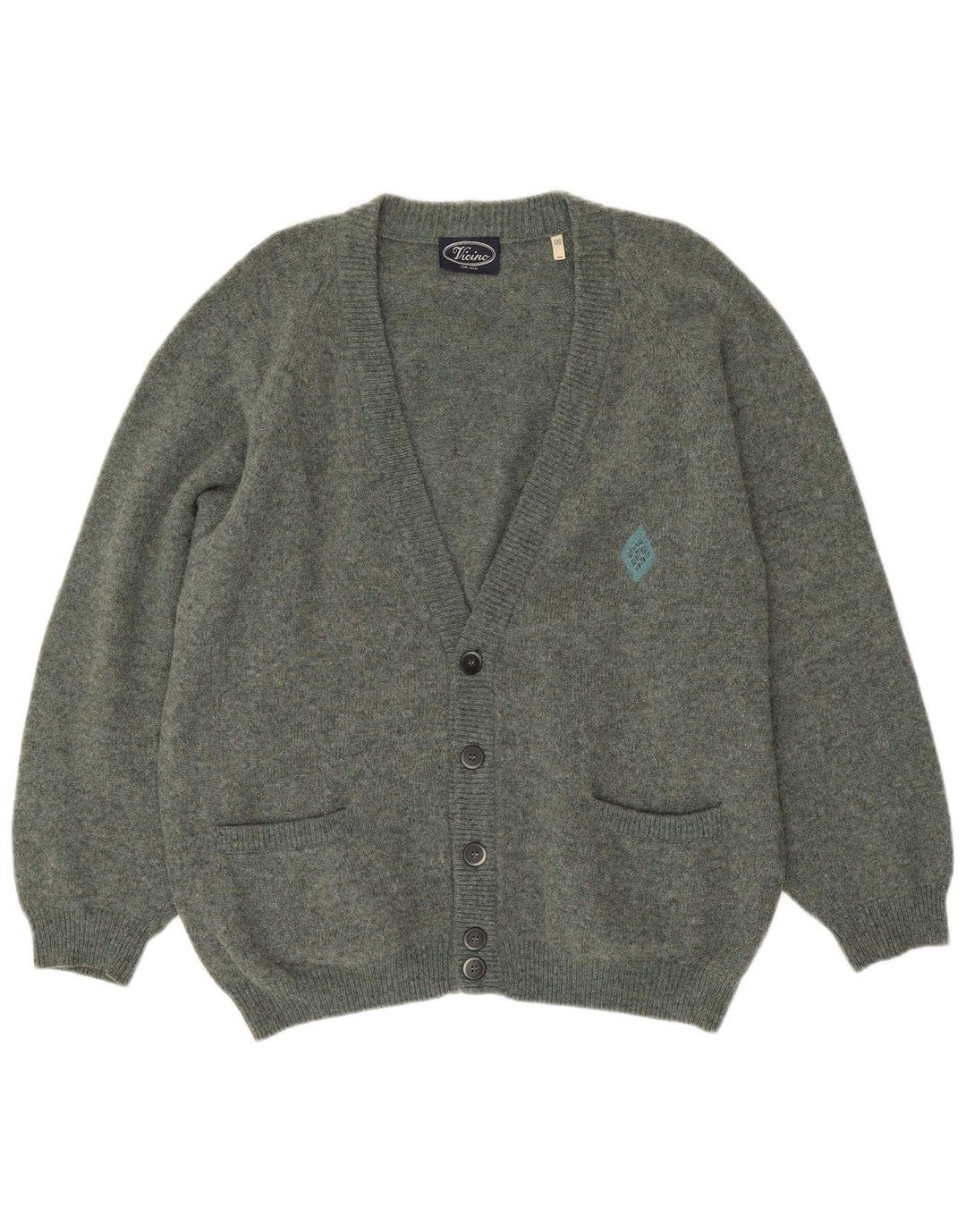 Maglione Cardigan Uomo VINTAGE IT 50 Lana Verde Medio