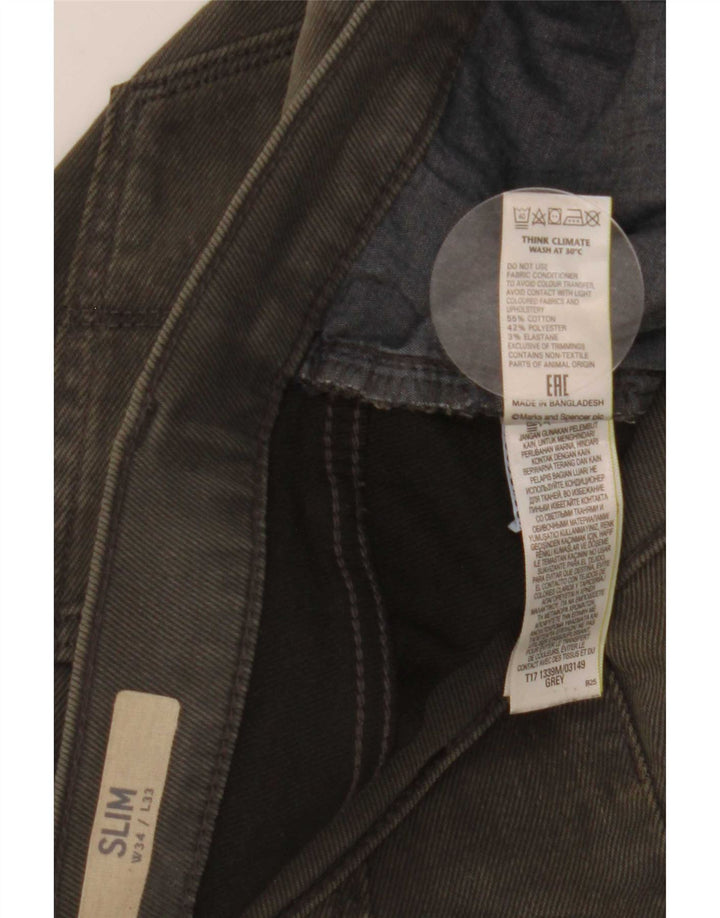 Jeans slim da uomo Marks & Spencer W34 L33 cotone grigio