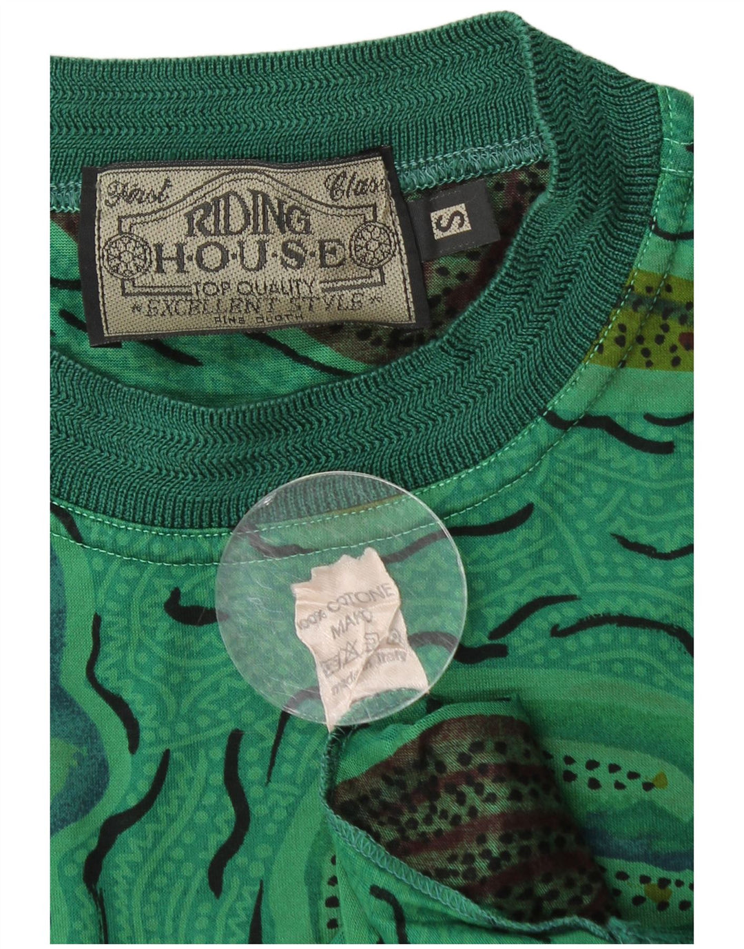 T-shirt da uomo con motivo astratto VINTAGE Top piccolo in cotone verde