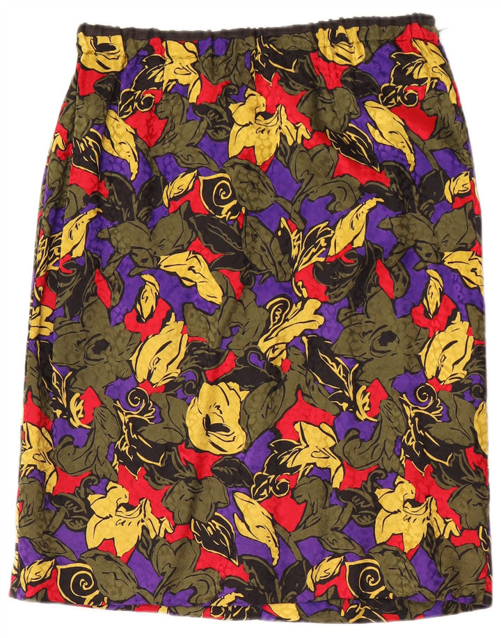 Gonna dritta da donna vintage W30 media floreale multicolore
