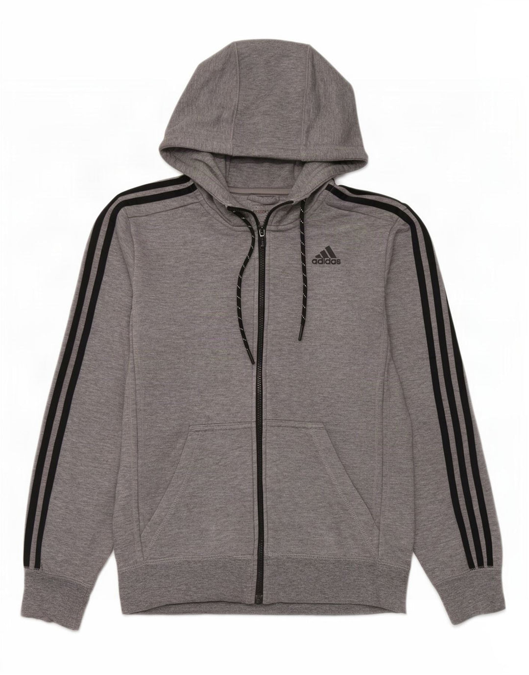 Maglione con cappuccio e zip Adidas Climalite da uomo piccolo in poliestere chiazzato grigio
