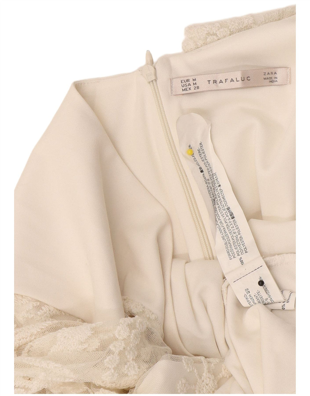 Abito aderente in pizzo Trafaluc da donna Zara UK 12 Poliestere bianco medio