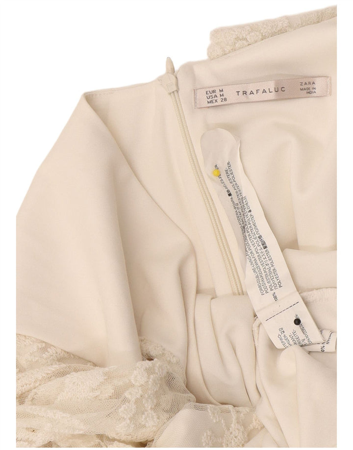 Abito aderente in pizzo Trafaluc da donna Zara UK 12 Poliestere bianco medio