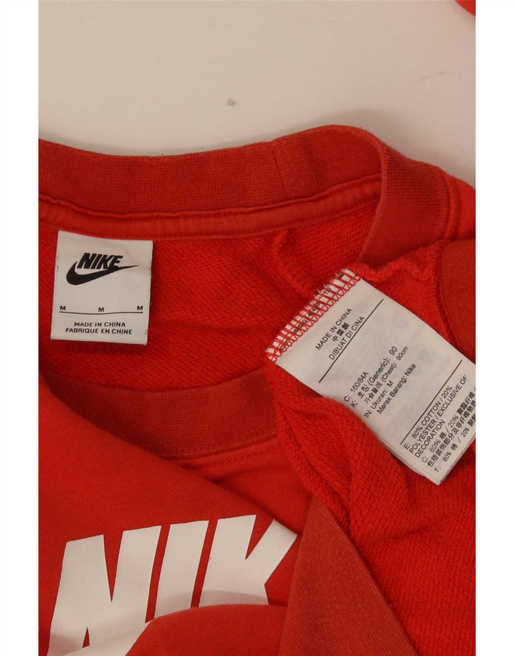Felpa con grafica Nike da donna, maglione UK 14, cotone rosso medio