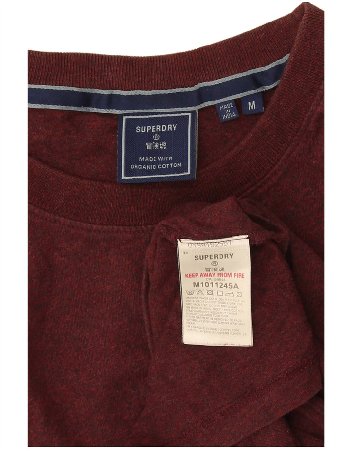 T-shirt da uomo Superdry Top in cotone screziato bordeaux medio