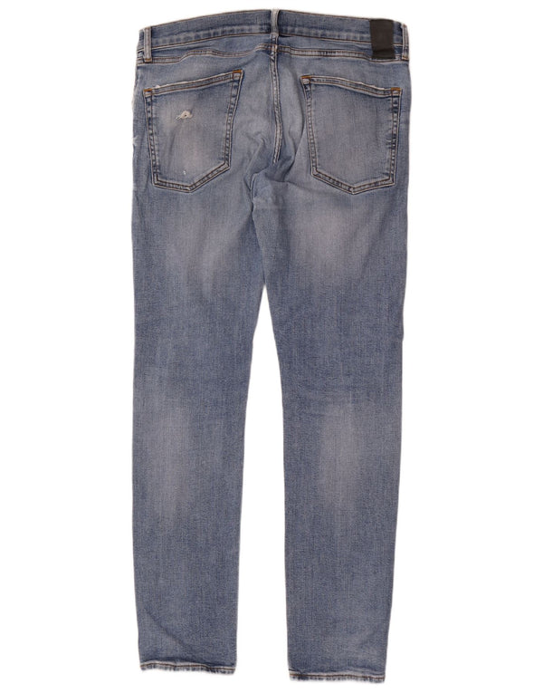 Jeans slim invecchiati da uomo Zara EU 46 XL W36 L33 Blu