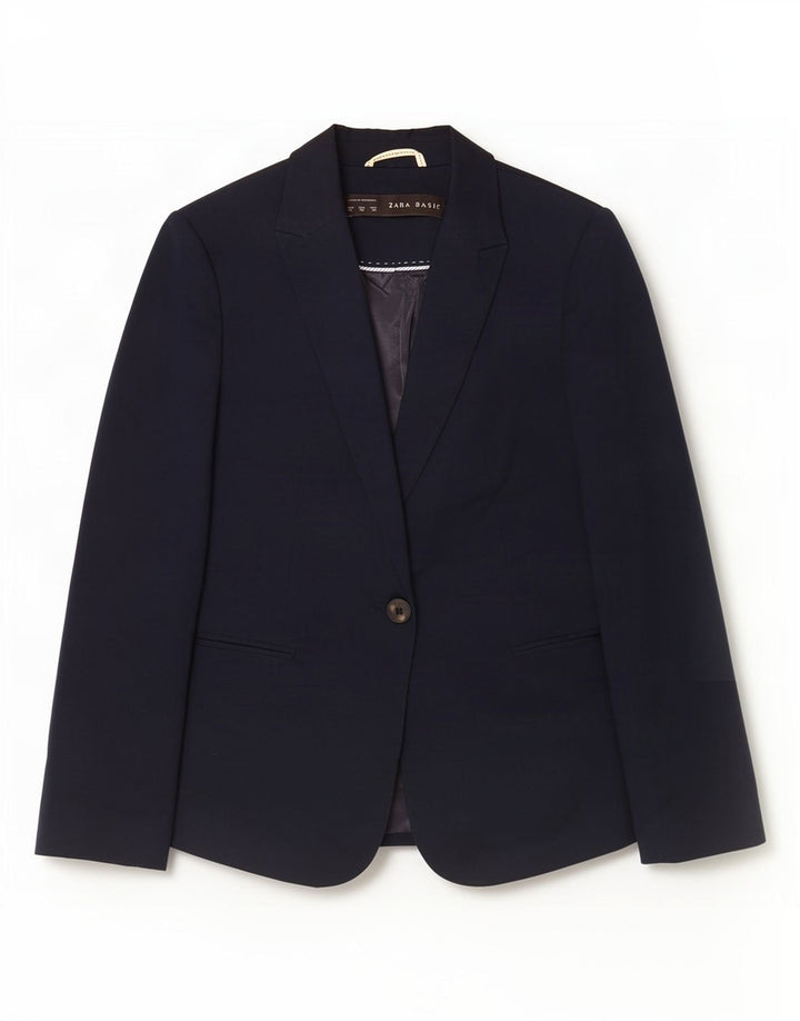 Giacca blazer a 1 bottone da donna Zara UK 6 XS cotone blu navy