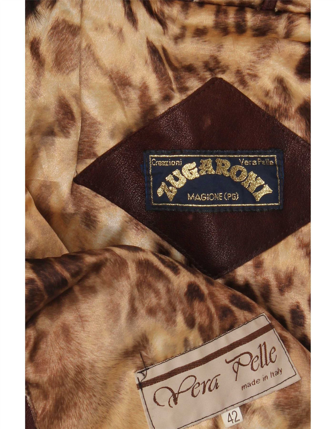Giacca in pelle vintage da donna con cappuccio IT 48 Marrone medio