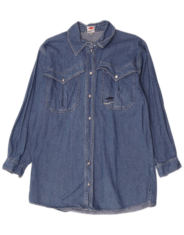 Camicia di jeans lunga da donna vintage EU 40 Cotone blu medio