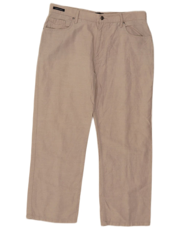 Pantaloni casual dritti Marks & Spencer da uomo blu Harbour W36 L29 Beige