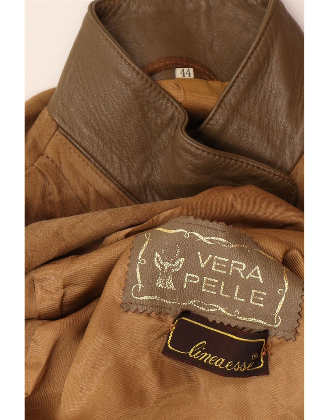 Giacca vintage oversize in pelle scamosciata da donna IT 44 in pelle marrone medio