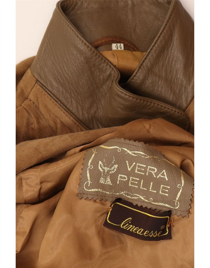 Giacca vintage oversize in pelle scamosciata da donna IT 44 in pelle marrone medio