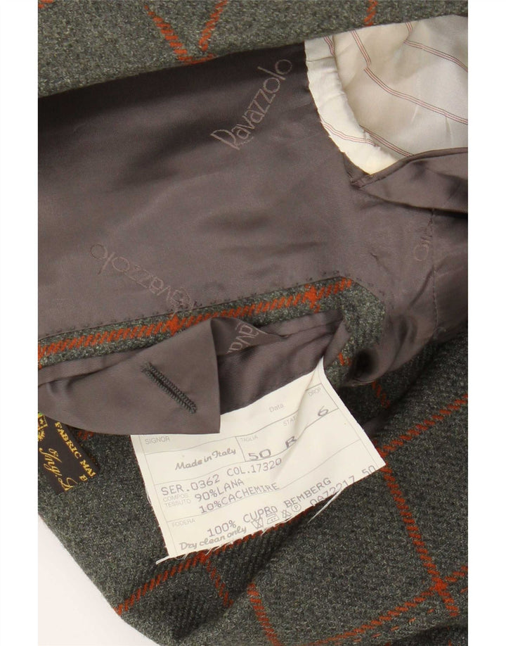 Ravazzolo Giacca blazer da uomo a 3 bottoni IT 50 grande lana a quadri grigia