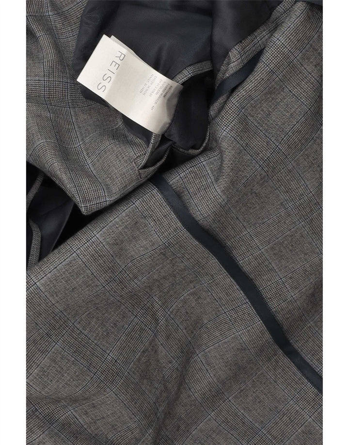 Giacca blazer da uomo a 1 bottone Reiss UK 36 piccolo quadretto grigio