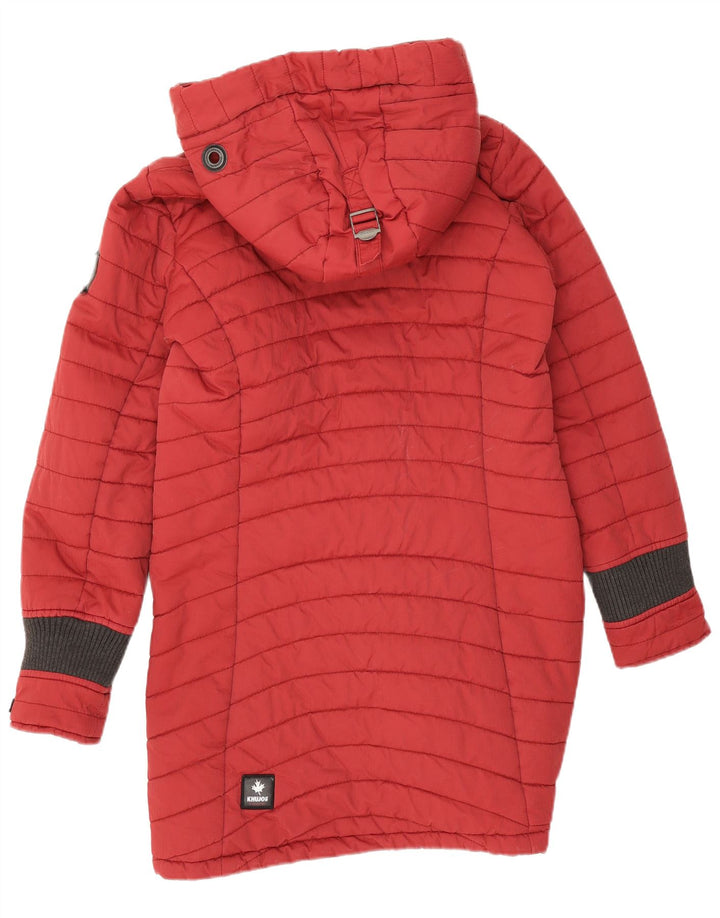 Cappotto imbottito con cappuccio da donna KHUJO UK 14 cotone rosso medio