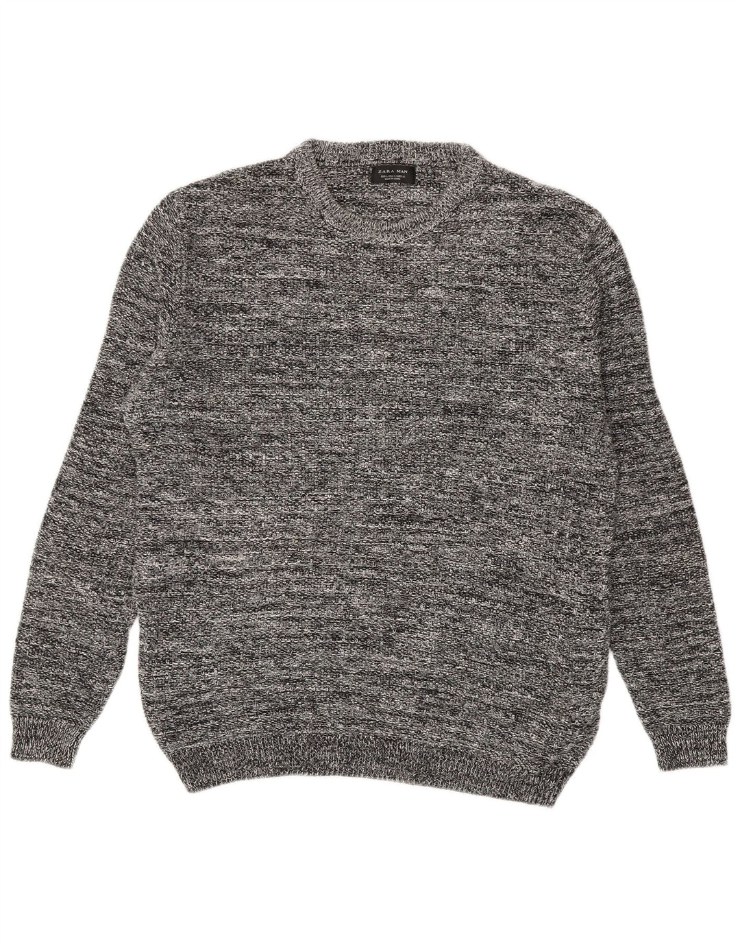 Maglione girocollo da uomo Zara, maglione grande, in acrilico chiazzato grigio