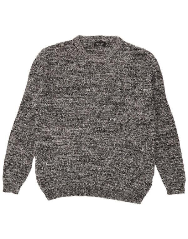 Maglione girocollo da uomo Zara, maglione grande, in acrilico chiazzato grigio