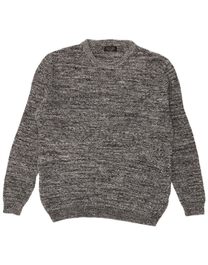 Maglione girocollo da uomo Zara, maglione grande, in acrilico chiazzato grigio