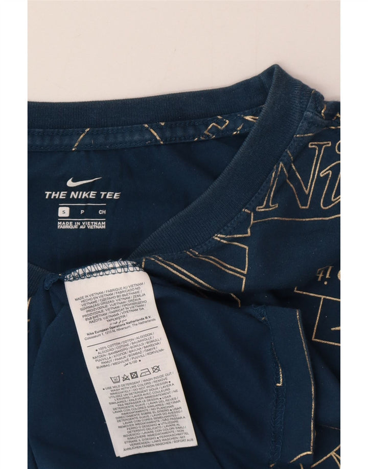 T-shirt grafica da uomo Nike Top Small in cotone blu navy