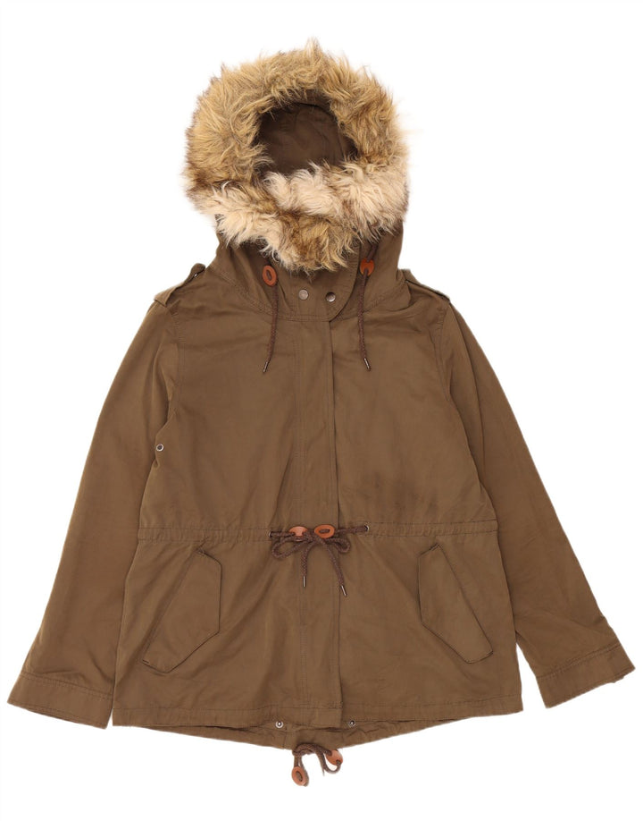 Giacca a vento con cappuccio da donna Zara UK 16 grande cachi