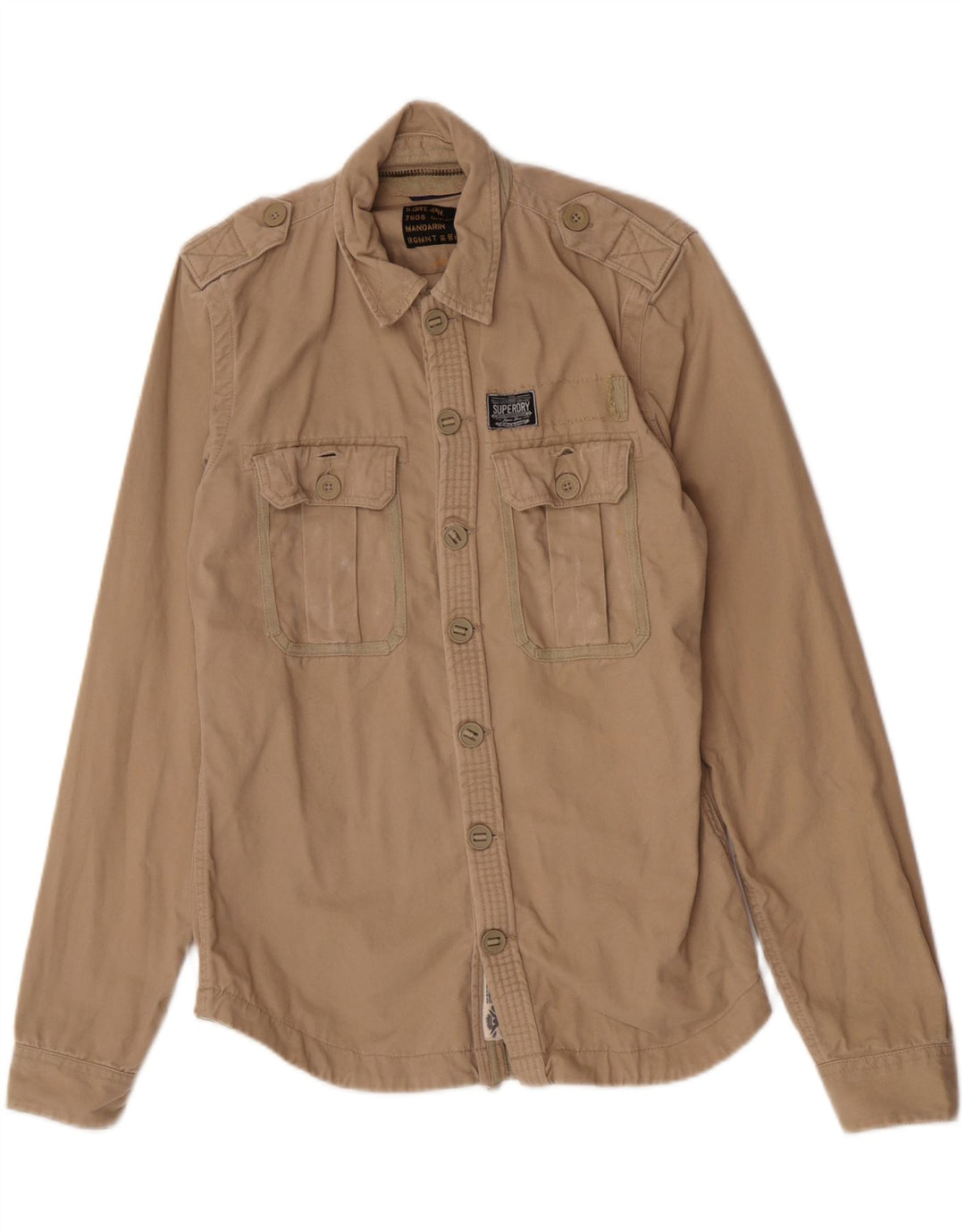 Camicia militare da uomo Superdry grande in cotone beige