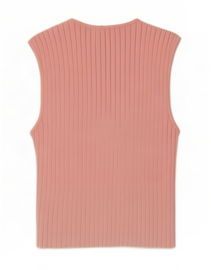 Canotta corta da donna Zara UK 12 Poliestere rosa medio