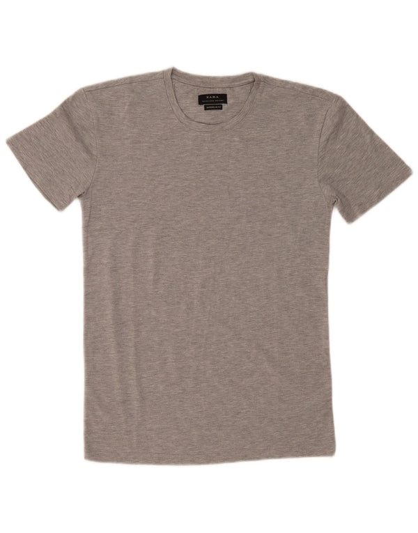 T-shirt Zara da uomo super slim fit, piccola, grigia screziata