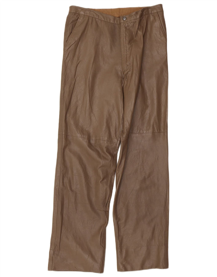 Pantaloni in pelle vintage da donna W32 L30 Marrone