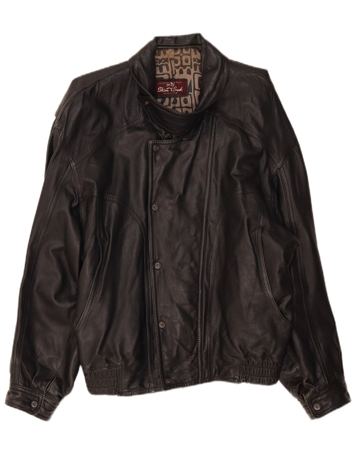 Giacca in pelle vintage da uomo UK 42 XL in pelle nera