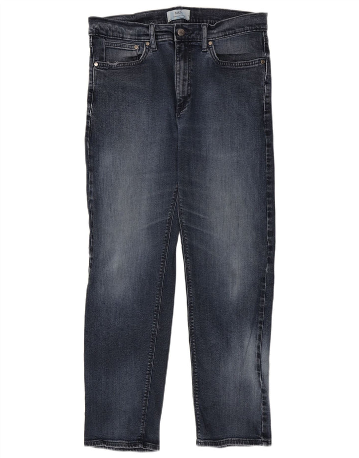 Jeans dritti da uomo Marks & Spencer W34 L31 cotone blu navy