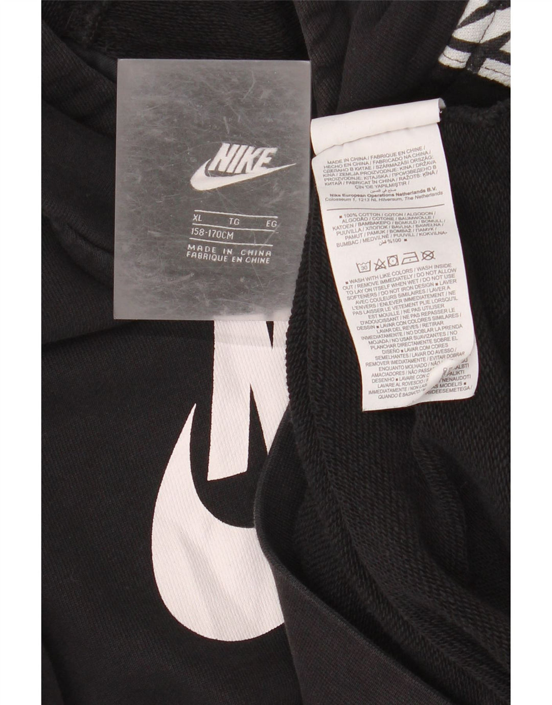 Felpa con cappuccio grafica NIKE da bambino 13-14 anni XL in cotone nero