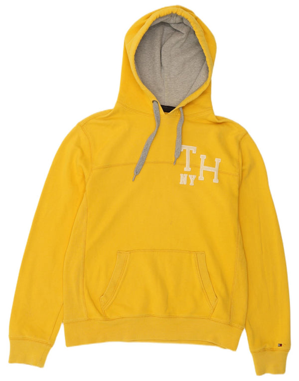 TOMMY HILFIGER Maglione con cappuccio grafico slim fit da uomo grande cotone giallo