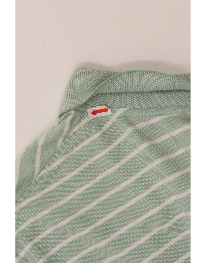 IZOD Mens Polo Shirt Large Green Striped Cotton Vintage Izod and Second-Hand Izod from Messina Hembry 