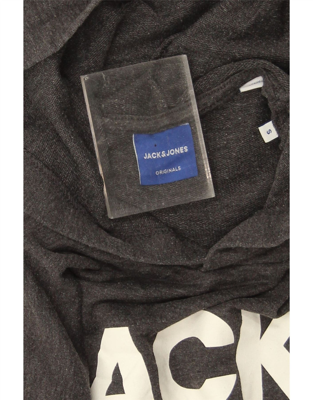 Jack & Jones Felpa con cappuccio grafica da uomo piccola in cotone grigio