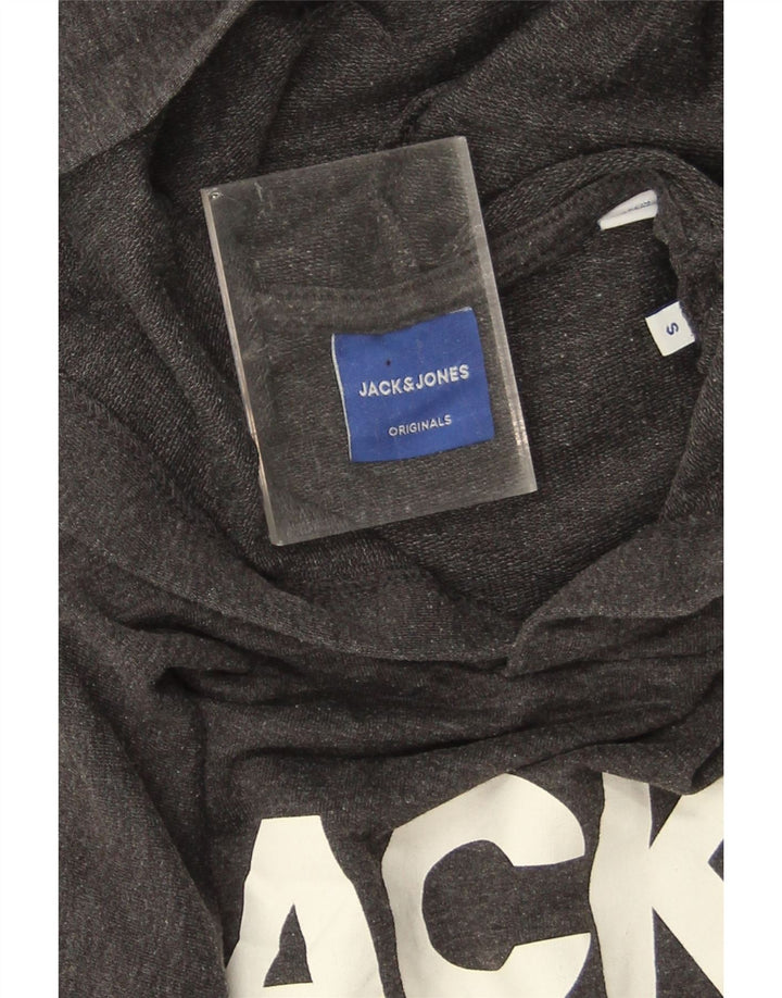 Jack & Jones Felpa con cappuccio grafica da uomo piccola in cotone grigio